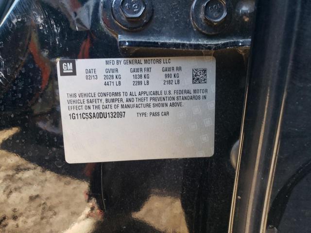 1G11C5SA0DU132097 - 2013 CHEVROLET MALIBU 1LT შავი ფოტო 12