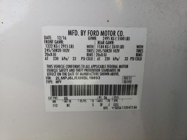 2LMPJ6LRXHBL19893 - 2017 LINCOLN MKX RESERVE 白色 照片 12