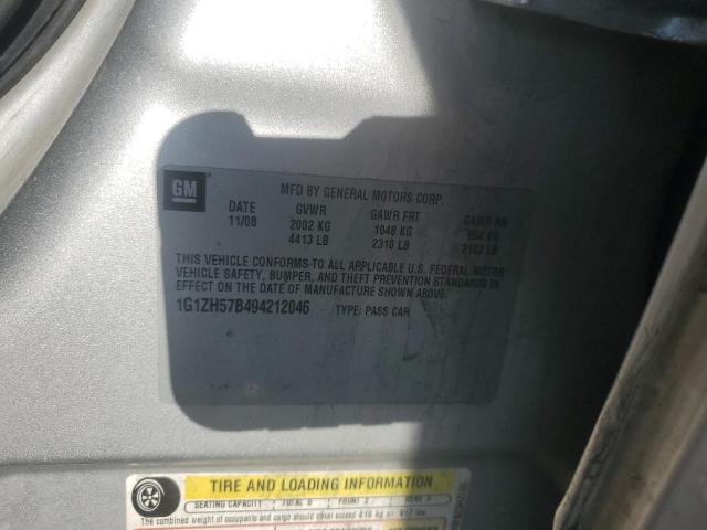 1G1ZH57B494212046 - 2009 CHEVROLET MALIBU 1LT GRAY photo 12