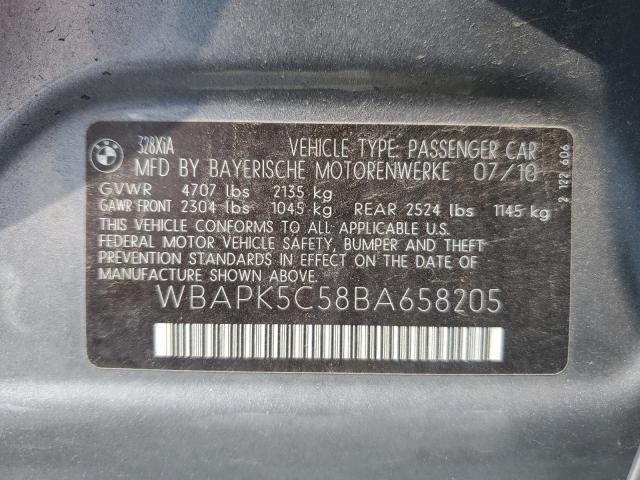 WBAPK5C58BA658205 - 2011 BMW 328 XI SULEV GRAY photo 12