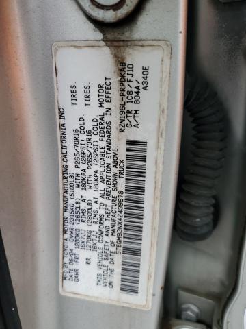 5TEGM92NX4Z439678 - 2004 TOYOTA TACOMA DOUBLE CAB PRERUNNER SILVER photo 12