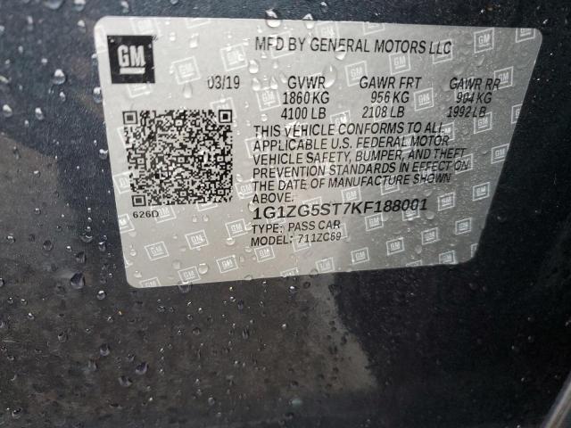 1G1ZG5ST7KF188001 - 2019 CHEVROLET MALIBU RS GRAY photo 13