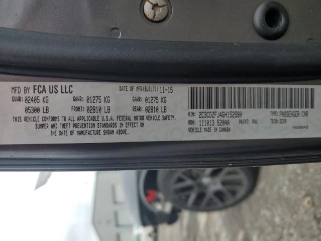 2C3CDZFJ4GH152590 - 2016 DODGE CHALLENGER R/T SCAT PACK CHARCOAL photo 12