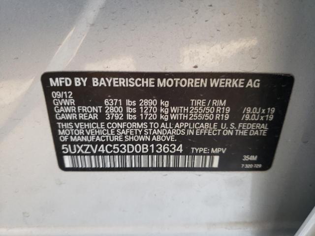 5UXZV4C53D0B13634 - 2013 BMW X5 XDRIVE35I SILVER photo 13