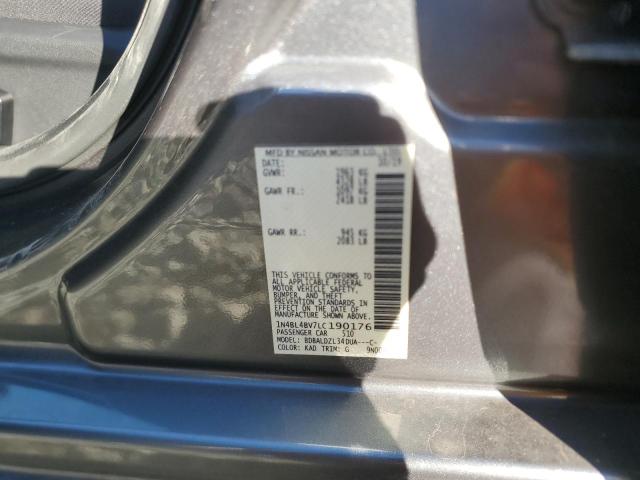 1N4BL4BV7LC190176 - 2020 NISSAN ALTIMA S GRAY photo 12