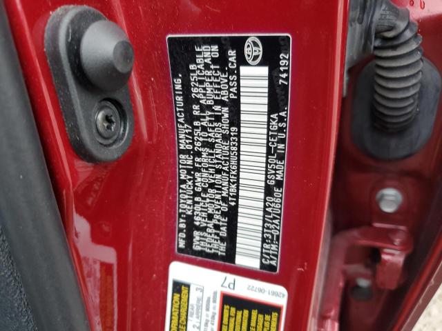 4T1BK1FK6HU583319 - 2017 TOYOTA CAMRY XSE RED photo 12