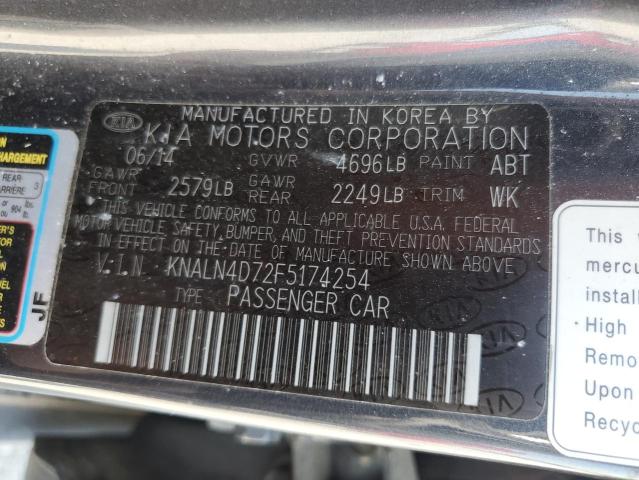 KNALN4D72F5174254 - 2015 KIA CADENZA PREMIUM GRAY photo 13