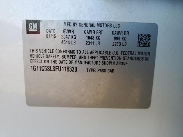 1G11C5SL3FU118330 - 2015 CHEVROLET MALIBU 1LT WHITE photo 12