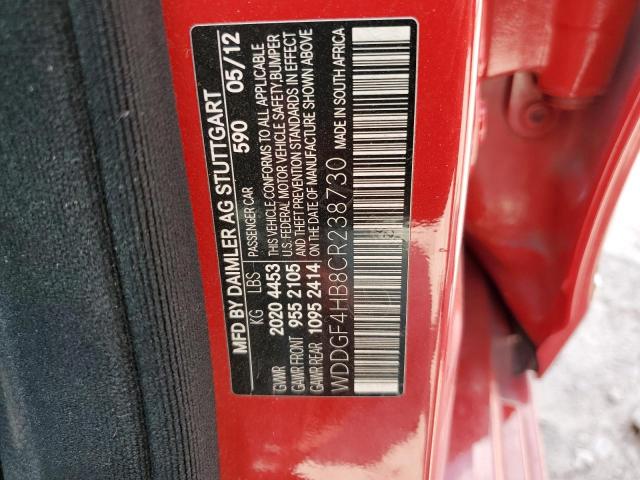 WDDGF4HB8CR238730 - 2012 MERCEDES-BENZ C 250 RED photo 12