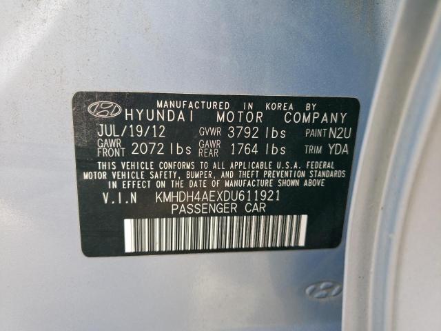 KMHDH4AEXDU611921 - 2013 HYUNDAI ELANTRA GLS BLUE photo 12