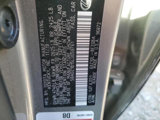 58ADZ1B15LU059761 - 2020 LEXUS ES 350 SILVER photo 13