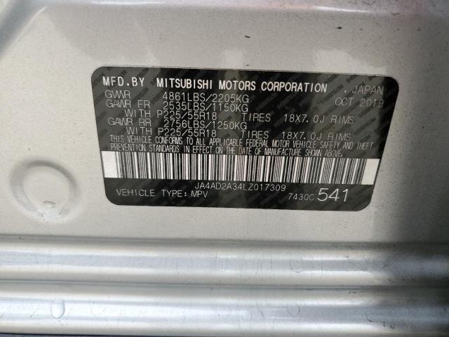 JA4AD2A34LZ017309 - 2020 MITSUBISHI OUTLANDER ES 银色 照片 13