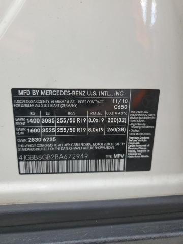 4JGBB8GB2BA672949 - 2011 MERCEDES-BENZ ML 350 4MATIC WHITE photo 12