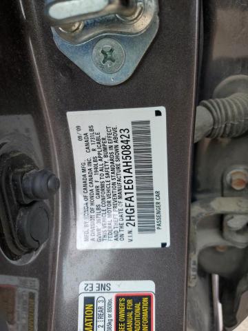 2HGFA1E61AH508423 - 2010 HONDA CIVIC LX-S Շագանակագույն լուսանկար 12