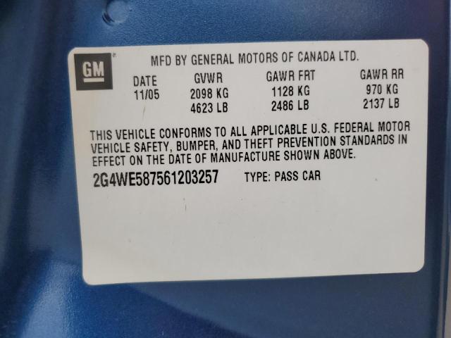 2G4WE587561203257 - 2006 BUICK LACROSSE CXS BLUE photo 13