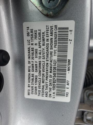 19XFB2F54EE061451 - 2014 HONDA CIVIC LX SILVER photo 12