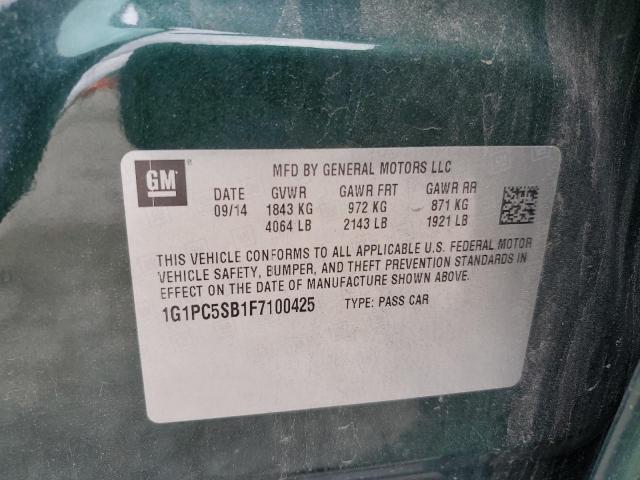 1G1PC5SB1F7100425 - 2015 CHEVROLET CRUZE LT GREEN photo 12