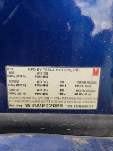 5YJSA1E12GF130595 - 2016 TESLA MODEL S 蓝色 照片 12