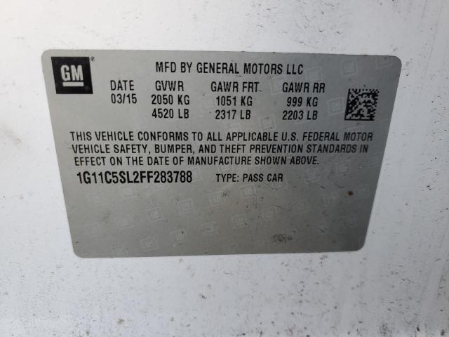 1G11C5SL2FF283788 - 2015 CHEVROLET MALIBU 1LT 白色 照片 12