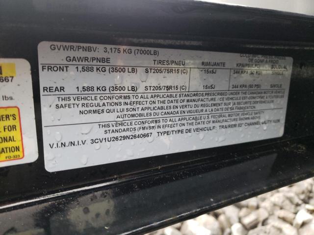 3CV1U2629N2640667 - 2022 PJ TRAILER BLACK photo 10
