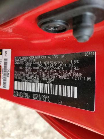 5TFRM5F10BX033681 - 2011 TOYOTA TUNDRA DOUBLE CAB SR5 RED photo 12