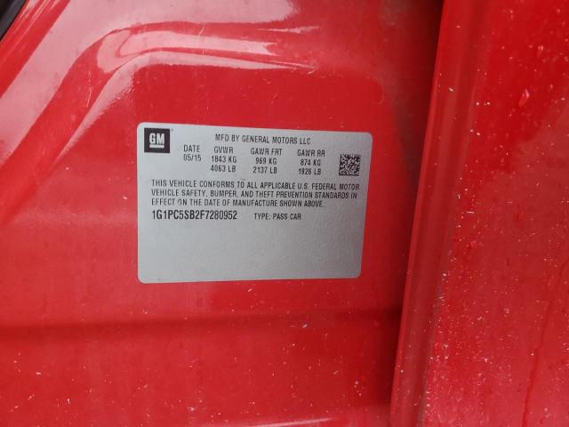 1G1PC5SB2F7280952 - 2015 CHEVROLET CRUZE LT RED photo 12