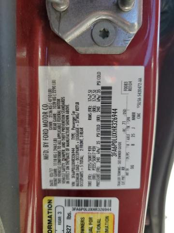 3FA6P0LUXHR326944 - 2017 FORD FUSION SE HYBRID RED photo 12