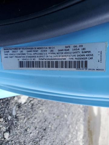 3VWPW3AG8AM000298 - 2010 VOLKSWAGEN NEW BEETLE BLUE photo 12