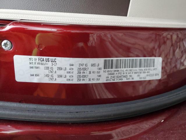 2C4RC1BGXHR734029 - 2017 CHRYSLER PACIFICA TOURING L BURGUNDY photo 13