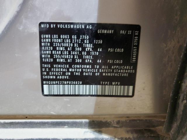 WVGUNPE27NP036820 - 2022 VOLKSWAGEN ID.4 PRO S 银色 照片 14