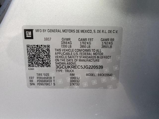 3GCUKREC5JG220539 - 2018 CHEVROLET 1500 K1500 LT SILVER photo 13