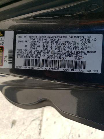 5TETX4CN0AZ728538 - 2010 TOYOTA TACOMA ACCESS CAB გრაფიტი ფოტო 13