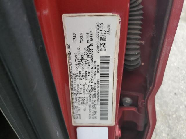 5TEGN92N22Z122049 - 2002 TOYOTA TACOMA DOUBLE CAB PRERUNNER RED photo 12