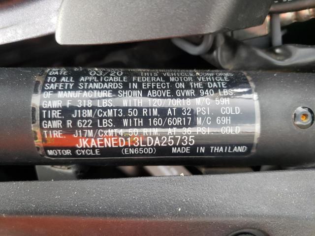 JKAENED13LDA25735 - 2020 KAWASAKI EN650 D BLACK photo 9