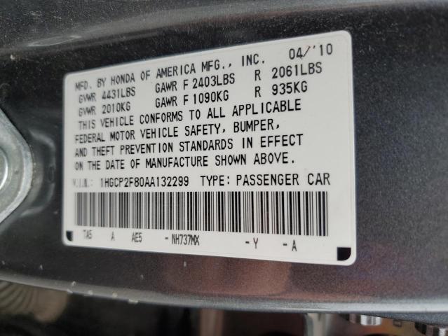 1HGCP2F80AA132299 - 2010 HONDA ACCORD EXL CHARCOAL photo 13