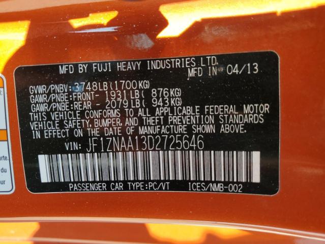 JF1ZNAA13D2725646 - 2013 TOYOTA SCION FR-S 橙色 照片 12