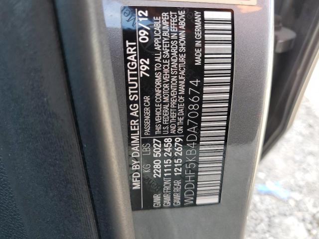 WDDHF5KB4DA708674 - 2013 MERCEDES-BENZ E 350 GRAY photo 12