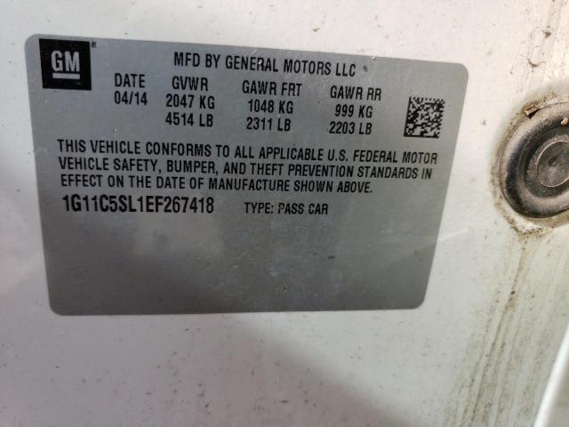 1G11C5SL1EF267418 - 2014 CHEVROLET MALIBU 1LT WHITE photo 12