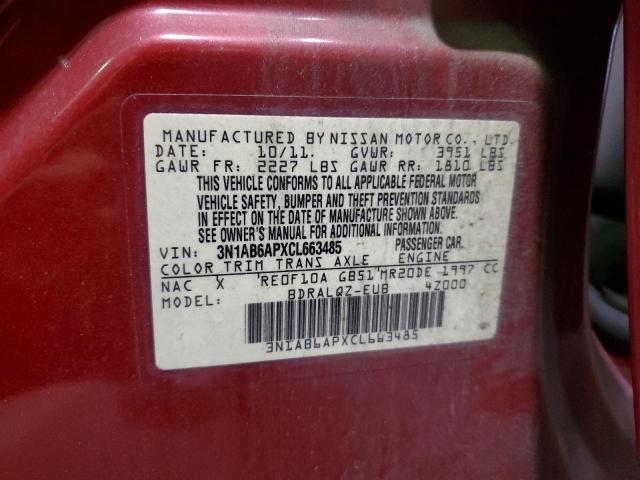 3N1AB6APXCL663485 - 2012 NISSAN SENTRA 2.0 RED photo 12