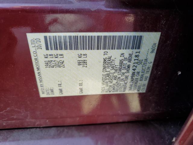 1N4AL2AP9BN421181 - 2011 NISSAN ALTIMA BASE Bordo foto 12