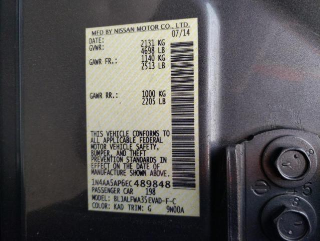 1N4AA5AP6EC489848 - 2014 NISSAN MAXIMA S GRAY photo 12