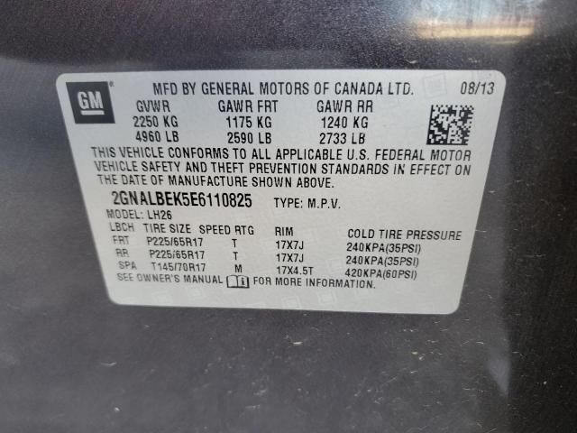 2GNALBEK5E6110825 - 2014 CHEVROLET EQUINOX LT CHARCOAL photo 13