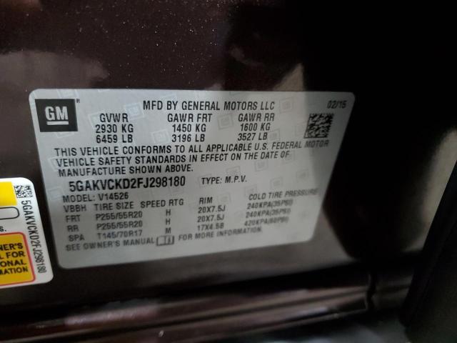 5GAKVCKD2FJ298180 - 2015 BUICK ENCLAVE BURGUNDY photo 13