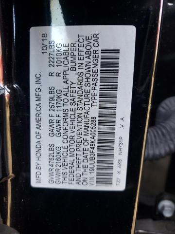 19UUB3F48KA005288 - 2019 ACURA TLX TECHNOLOGY BLACK photo 12