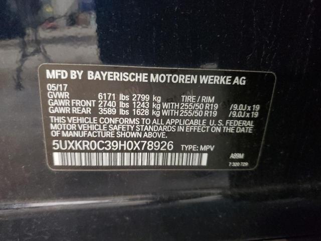 5UXKR0C39H0X78926 - 2017 BMW X5 XDRIVE35I BLUE photo 14
