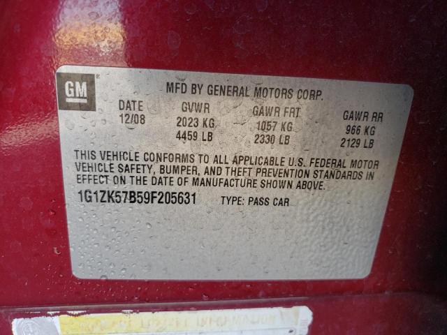 1G1ZK57B59F205631 - 2009 CHEVROLET MALIBU LTZ ბურგუნდია ფოტო 13