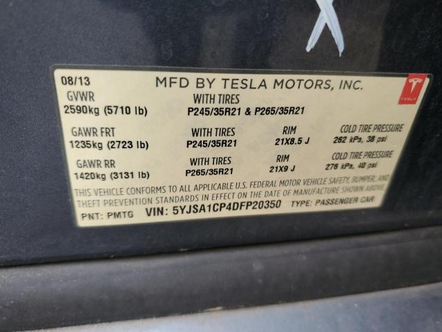 5YJSA1CP4DFP20350 - 2013 TESLA MODEL S 蓝色 照片 12