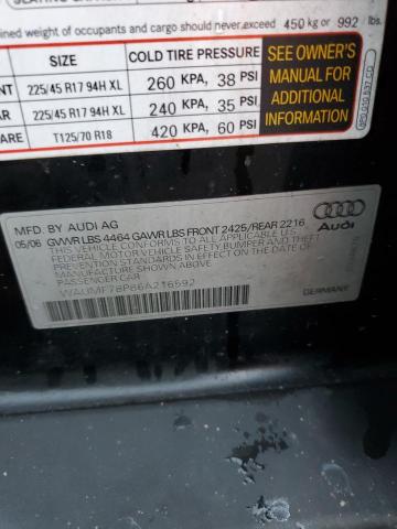 WAUMF78P86A216592 - 2006 AUDI A3 2.0 SPORT BLACK photo 13