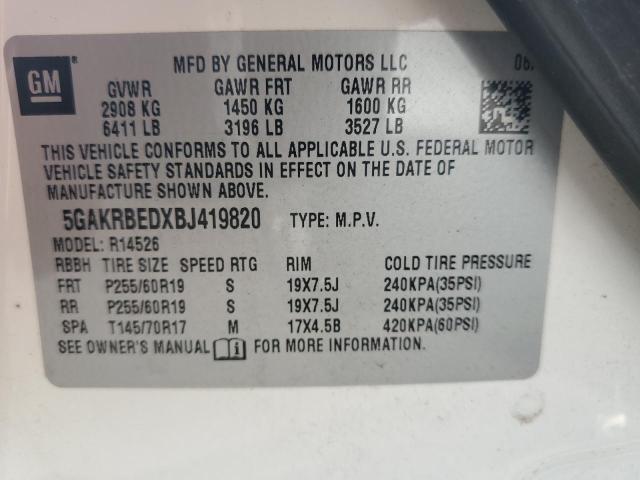 5GAKRBEDXBJ419820 - 2011 BUICK ENCLAVE CXL WHITE photo 13