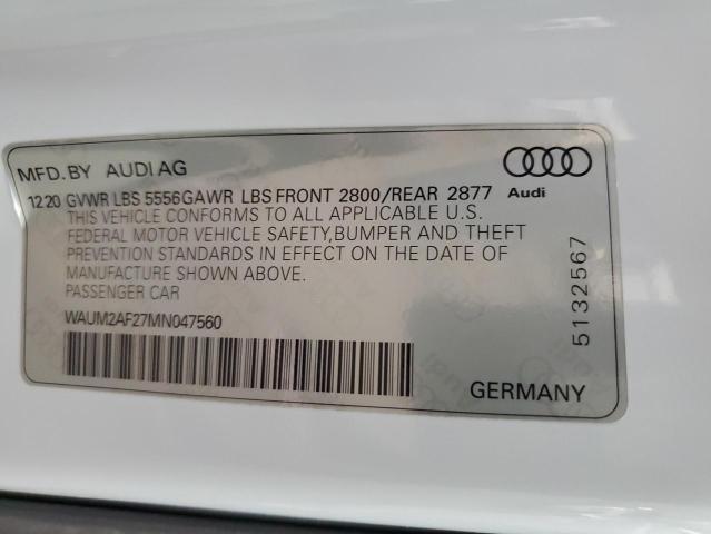 WAUM2AF27MN047560 - 2021 AUDI A6 PRESTIGE WHITE photo 12